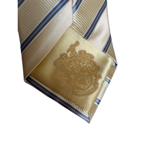 Donald Trump Signature Collection Necktie 100% Silk Yellow Blue Gold Stripe Tie - Picture 11 of 14